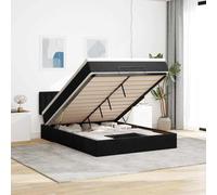 Owoxanthellate Ottoman Lit capitonné, 140 x 190 cm, avec matelas et espace de rangement, en velours noir, 193 x 144 x 88 cm, design moderne et robuste, pour chambre à coucher, studio et chambre d'amis