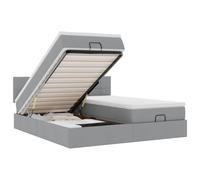 Owoxanthellate Ottoman Lit double 180 x 200 cm, gris clair, en tissu, 2 matelas à ressorts ensachés, espace de rangement avec mécanisme de levage