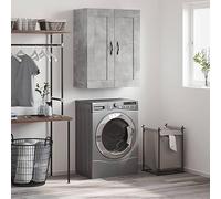 Owoxanthellate Owox Armoire murale en bois et aluminium Gris béton 69,5 x 34 x 90 cm 3 compartiments 2 portes Peu encombrante pour salon, chambre à coucher, couloir