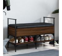 Owoxanthellate Owox Banc à chaussures avec espace de rangement, banc en bois, métal, marron, chêne 85,5 x 42 x 57,5 cm, cuir synthétique, 110 kg, couloir, chambre à coucher
