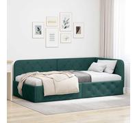 Owoxanthellate Owox Canapé d'angle, vert foncé, 194 x 94 x 72 cm, design en L, avec sommier à lattes, lit simple 90 x 190 cm, peu encombrant, pour chambre à coucher