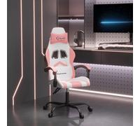Owoxanthellate Owox Chaise de gaming rose et blanc réglable en hauteur Fonction allongée 57,5 × 59,5 × 121-131 cm Structure en métal pour bureau à domicile/gaming