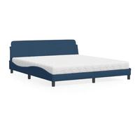 Owoxanthellate Owox Dover Lit d'invité, 180 x 200 cm, bleu, tête de lit ondulée, mousse PU 3 couches H2/H3, cadre en bois, polyester, pour chambre à coucher et invité,