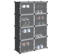 Owoxanthellate Owox Étagère à chaussures à 8 cubes Noir 84 x 31,5 x 123,5 cm modulable avec portes, 2 compartiments par cube