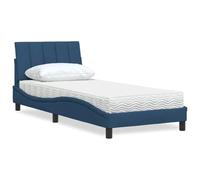 Owoxanthellate Owox Hanko Lit avec matelas Bleu 90 x 200 cm, respirant, mousse H2/3, sommier à lattes, coussin, pieds en métal, pour chambre d'adolescent et d'amis