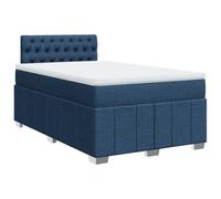 Owoxanthellate Owox Lit à sommier tapissier 120 x 190 cm, bleu, avec matelas et coussin, ressorts ensachés, pin massif, tête de lit réglable en hauteur, canapé-lit