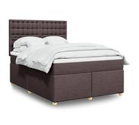 Owoxanthellate Owox Lit à sommier tapissier 160 x 200 cm, marron foncé, matelas à ressorts ensachés, tête de lit réglable en hauteur, structure en bois