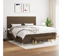 Owoxanthellate Owox Lit à sommier tapissier 200 x 200 cm, marron foncé, matelas à ressorts ensachés réglable en hauteur, banc en tissu résistant, kit complet complet