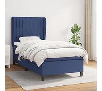 Owoxanthellate Owox Lit à sommier tapissier 90 x 200 cm bleu, lit simple avec matelas et surmatelas, tête de lit réglable en hauteur en bois de mélèze, chambre d'adolescent/d'amis