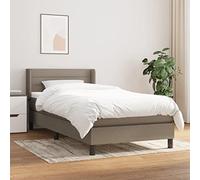 Owoxanthellate Owox Lit à sommier tapissier simple 90 x 190 cm taupe, avec matelas à ressorts ensachés, surmatelas, tête de lit réglable en hauteur, bois de mélèze, moderne