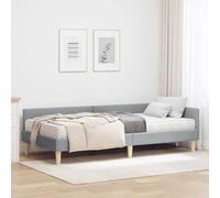 Owoxanthellate Owox Lit d'angle 204 x 104 x 57 cm Gris clair Kit complet avec sommier à lattes et matelas en mousse pour chambre d'adolescent et d'amis