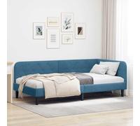Owoxanthellate Owox Lit d'angle, en forme de L, en velours, bleu, 194 x 94 x 72 cm, avec sommier à lattes, tête de lit au choix, lit de jour, solution invité pour petits appartements