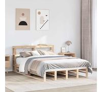 Owoxanthellate Owox Lit double en pin sans matelas, avec étagère pour tête de lit, sommier à lattes et espace de rangement, rustique, facile à monter 120 x 190 cm