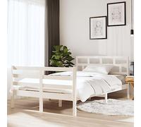 Owoxanthellate OWOX Lit en bois massif blanc 195,5 x 141 x 100 cm lattes de contreplaqué de pin 135 x 190 cm Matelas pour chambre à coucher et chambre d'amis