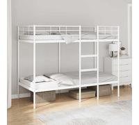 Owoxanthellate OWOX Lit mezzanine 90 x 190 cm, blanc, cadre en métal, pour 2 lits simples, avec échelle et protection anti-chute, peu encombrant, pour chambre d'enfant, d'adolescent et d'amis
