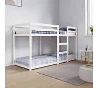 Owoxanthellate Owox Lit mezzanine en pin blanc 195,5 x 80,5 x 112 cm avec rail de guidage pour matelas 2 x 75 x 190 cm