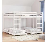 Owoxanthellate Owox Lit superposé triple en pin blanc 207,5 x 205,5 x 244 cm, 3 x 200 x 200 cm, 2 échelles, balustrade, enfant/adolescent
