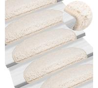 Owoxanthellate Owox Lot de 10 tapis d'escalier 65 x 21 x 4 cm, blancs, semi-circulaires, 700 g/m², polypropylène, double face, adhésifs, lavables, pliables, pour escaliers et couloir