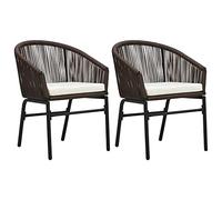 Owoxanthellate Owox Lot de 2 chaises de jardin en polyéthylène rotin avec coussin 58 x 58 x 78 cm Cadre en acier résistant aux intempéries pour balcon, terrasse