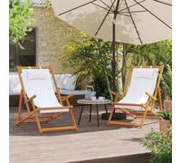 Owoxanthellate Owox Lot de 2 chaises pliantes en eucalyptus résistant aux intempéries, 3 positions de réglage, 60 x 127 x 95 cm, pour balcon, jardin, plage