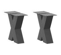Owoxanthellate Owox Lot de 2 pieds de table basse en forme de X - Anthracite - 40 x 30/31 cm - Acier - Hauteur réglable avec niveleurs