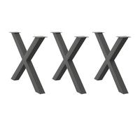 Owoxanthellate Owox Lot de 3 pieds de table à manger en forme de X - En acier - Réglable en hauteur - Pour cuisine, salon, bureau - Anthracite - 90 x 72 cm