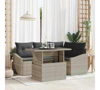 Owoxanthellate OWOX Lot de 5 canapés de jardin modulaires en polyrotin gris clair 100 x 55 x 73 cm Résistant aux UV Plateau en verre Pieds réglables