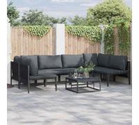 Owoxanthellate Owox Lot de 6 canapés de jardin noirs 80 x 80 x 71 cm en acier résistant aux intempéries, meubles d'extérieur modernes pour balcon, terrasse et jardin