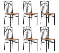 Owoxanthellate Owox Lot de 6 chaises de salle à manger, marron/noir, MDF/acier, 40 x 48 x 86 cm, aspect industriel