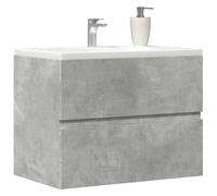 Owoxanthellate Owox Meuble de lavabo en matériau dérivé du bois Gris béton 60 x 38,5 x 45 cm Peu encombrant Moderne Grand espace de rangement Petite salle de bain Facile à nettoyer