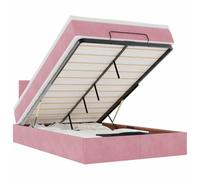 Owoxanthellate Owox Ottoman Cadre de lit rose 120 x 200 cm en velours, matelas à ressorts ensachés de 20 cm, moteur de levage hydraulique, espace de rangement, pour chambre d'adolescent, chambre à