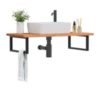 Owoxanthellate Owox Plateau de lavabo 100 × 50 × 2,5 cm, en bois de hêtre et acier, étagère murale de 100 kg, moderne, pour petite et grande salle de bain, WC d'invités