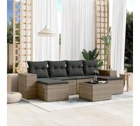 Owoxanthellate Owox Salon de jardin 7 pièces en polyrotin gris, résistant aux intempéries, pieds réglables en continu, 55 x 62 x 69 cm, modulable pour terrasse, balcon