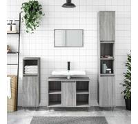 Owoxanthellate Owox Sonoma Meuble sous-vasque 80 x 33 x 60 cm Gris En matériau dérivé du bois Pieds en fer Design industriel Petite salle de bain invités WC