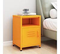 Owoxanthellate Owox Table de chevet jaune moutarde 35 x 35 x 51 cm en acier avec étagère ouverte et porte, nivellement réglable en hauteur, 40 kg, support mural, pour chambre à coucher, salon, couloir