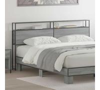 Owoxanthellate Owox Tête de lit avec espace de rangement et station de charge, 203 x 98 x 15 cm, bois/acier, gris Sonoma, moderne, peu encombrante