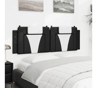 Owoxanthellate Owox Viana Tête de lit en cuir synthétique avec mousse et LED Module mural moderne pour chambre à coucher et sommier tapissier Noir/blanc 160 x 49 cm