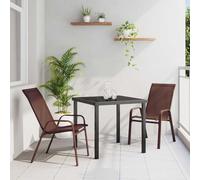 Owoxanthellate OXOX Salon de jardin 3 pièces : table 80 x 80 cm, 2 chaises 55 x 65 x 89 cm, acier/textilène, marron/noir, résistant aux UV