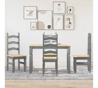 Owoxanthellate Panama Ensemble de cuisine 5 pièces en pin massif gris 112 x 60 cm avec 4 chaises Design moderne robuste et durable pour cuisine, salle à manger, petits espaces