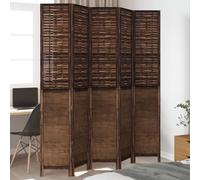 Owoxanthellate Paravent en bois massif de Paulownia avec aspect brûlé, peu encombrant, pliable, idéal comme brise-vue pour salon, chambre à coucher, bureau - Marron foncé - 175 à 180 x 220 cm
