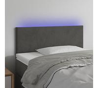 Owoxanthellate Paroi arrière de lit 90 cm gris foncé, LED RVB, hauteur réglable, bois de velours, repose-tête pour chambre à coucher et salon