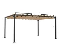 Owoxanthellate Pergola avec toit à lamelles 3 x 4 m taupe - Tonnelle de jardin moderne en aluminium et tissu résistant aux intempéries - Toit pare-soleil réglable pour terrasse, balcon, piscine et