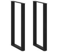 Owoxanthellate Pieds de table de bar, noirs, 60 x 111 cm, en forme de U, en acier revêtu par pulvérisation, pieds de nivellement réglables en hauteur, robustes pour table basse, table haute, cuisine