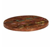 Owoxanthellate Plateau de table rond en bois recyclé massif - Diamètre : 40 cm - Épaisseur : 1,5 cm - Design rustique moderne - Robuste et durable - Montage facile pour salon, cuisine, bureau, salle