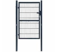 Owoxanthellate Portail de jardin 2D - Gris anthracite - 106 x 170 cm - Moderne - En acier revêtu par pulvérisation - Avec serrure et charnières - Porte de clôture robuste pour jardin, terrasse et