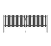 Owoxanthellate Portail de jardin - 400 x 125 cm - Anthracite - En acier revêtu par pulvérisation - Avec cadre en tubes plats renforcés, porte de clôture verrouillable et tige de terre - Design moderne