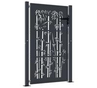 Owoxanthellate Portail de jardin anthracite 105 x 130 cm en acier galvanisé design bambou moderne porte de clôture verrouillable pour jardin, terrasse et entrée de cour
