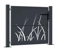 Owoxanthellate Portail de jardin anthracite - 110 x 80 cm - En acier galvanisé avec revêtement par pulvérisation - Design moderne découpé au laser - Robuste - Verrouillable - Pour jardin, terrasse et