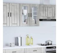 Owoxanthellate Porto Armoire murale de cuisine - Gris béton - 60 x 31 x 60 cm - Matériau dérivé du bois avec porte en verre - Design moderne - Robuste et durable - Pour cuisine, salle à manger