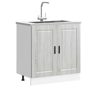 Owoxanthellate Porto - Meuble de cuisine - 80 x 46 x 81,5 cm - En matériau dérivé du bois - Pieds réglables en hauteur - Robuste - Pour cuisine, couloir et bureau - Gris sonoma